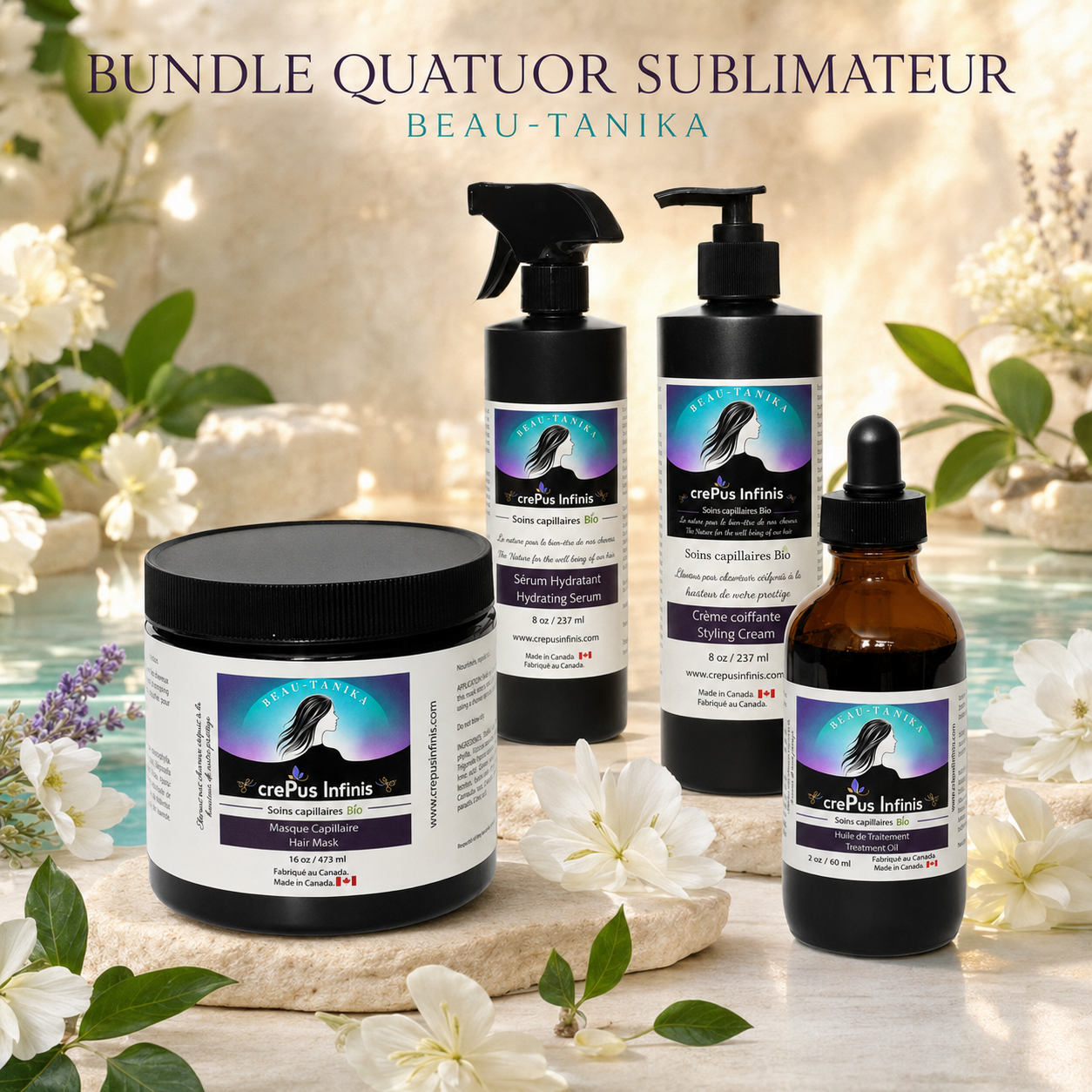 Bundle Quatuor Sublimateur BEAU-Tanika — Masque + Sérum + Crème + Huile
