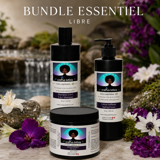 Bundle LIBRE Essentiel crePus Infinis — Shampoo + Masque + Crème Coiffante bio cheveux crépus