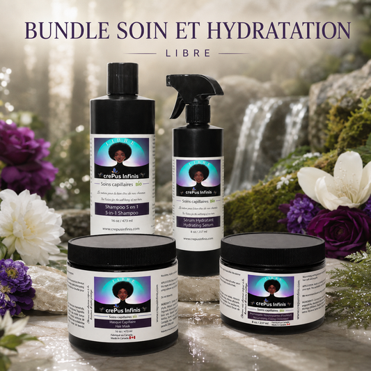 Bundle LIBRE Soin & Hydratation crePus Infinis — Shampoo + Sérum + Masque + Pommade bio cheveux crépus