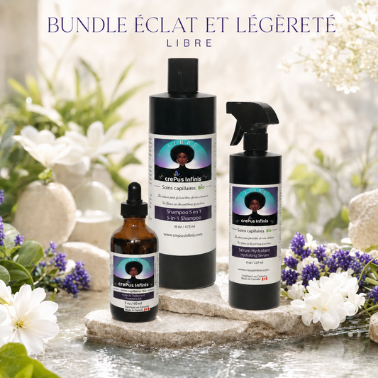Bundle LIBRE Éclat & Légèreté crePus Infinis — Shampoo + Sérum + Huile bio cheveux crépus